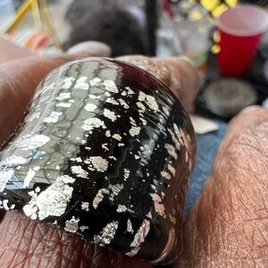 Murano Black and Silver Women's Ring